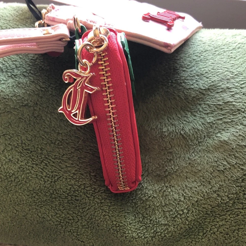 Juicy Couture Pink Cardholder Wristlet with Red & Green Strawberry Charm